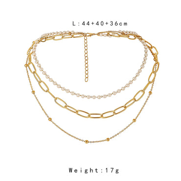 Simple Style Classic Style Geometric Iron Beaded 18K Gold Plated Women's Three Layer Necklace