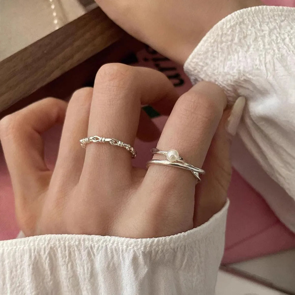 Simple Style Classic Style Geometric Knot Sterling Silver Polishing Open Rings