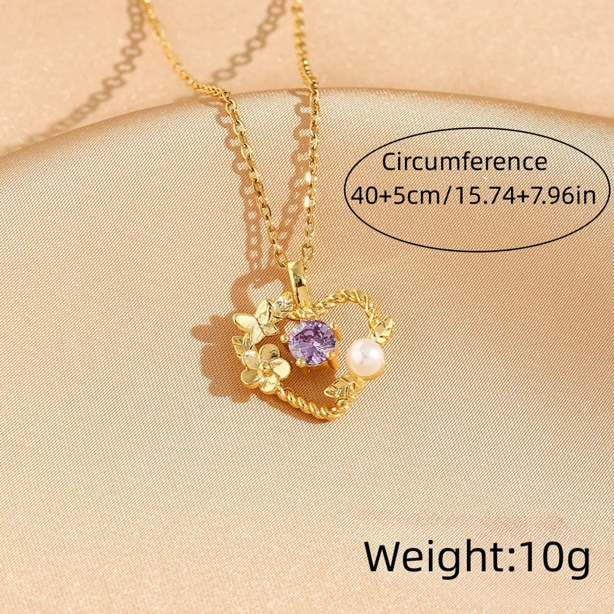 Simple Style Classic Style Geometric Oval Heart Shape Titanium Steel Plating Inlay Rhinestones Shell Zircon Gold Plated Pendant Necklace