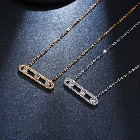 Simple Style Classic Style Geometric Solid Color Stainless Steel Copper Plating Inlay Zircon Pendant Necklace