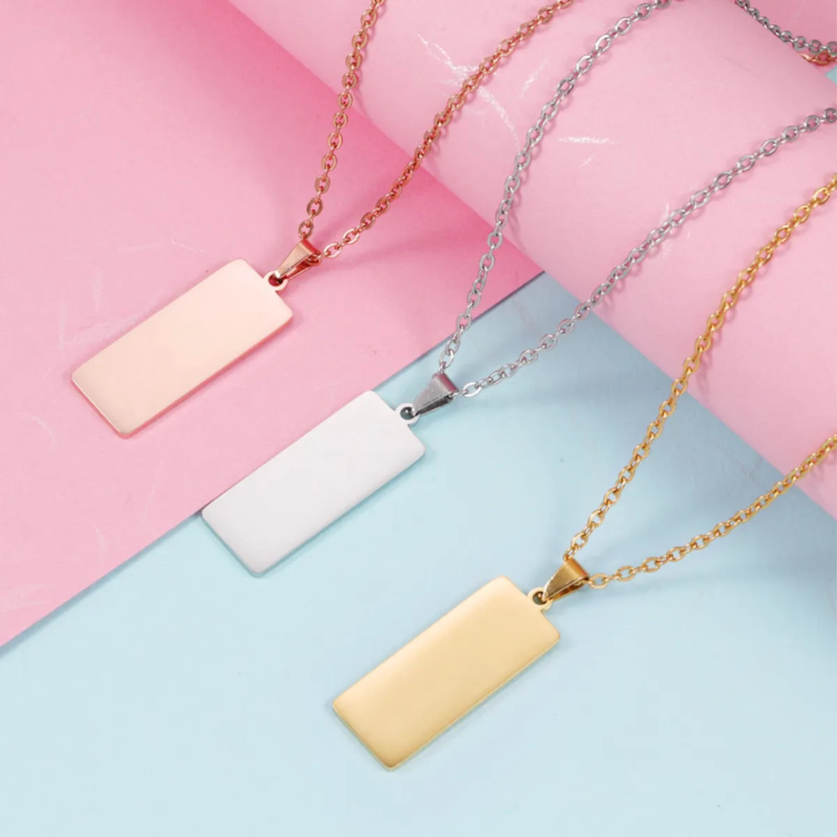 Simple Style Classic Style Geometric Stainless Steel Gold Plated Silver Plated Pendant Necklace