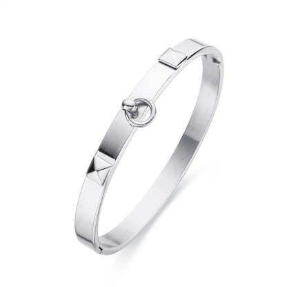 Simple Style Classic Style Geometric Stainless Steel Rivet Bangle