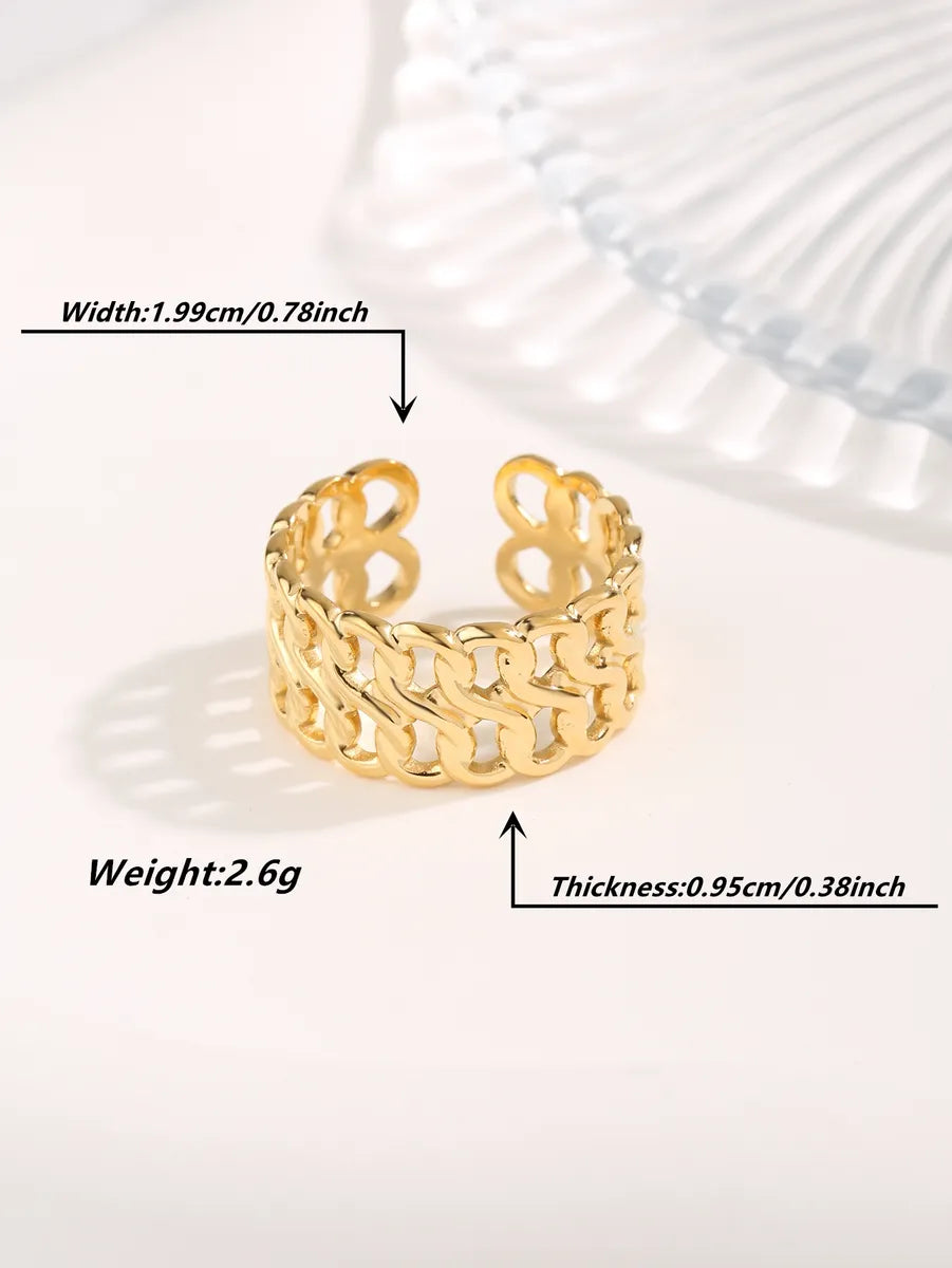 Simple Style Classic Style Geometric Titanium Steel Irregular Plating Hollow Out Gold Plated Open Rings