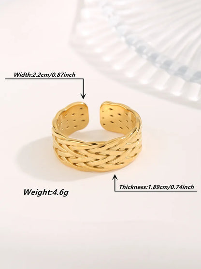 Simple Style Classic Style Geometric Titanium Steel Irregular Plating Hollow Out Gold Plated Open Rings