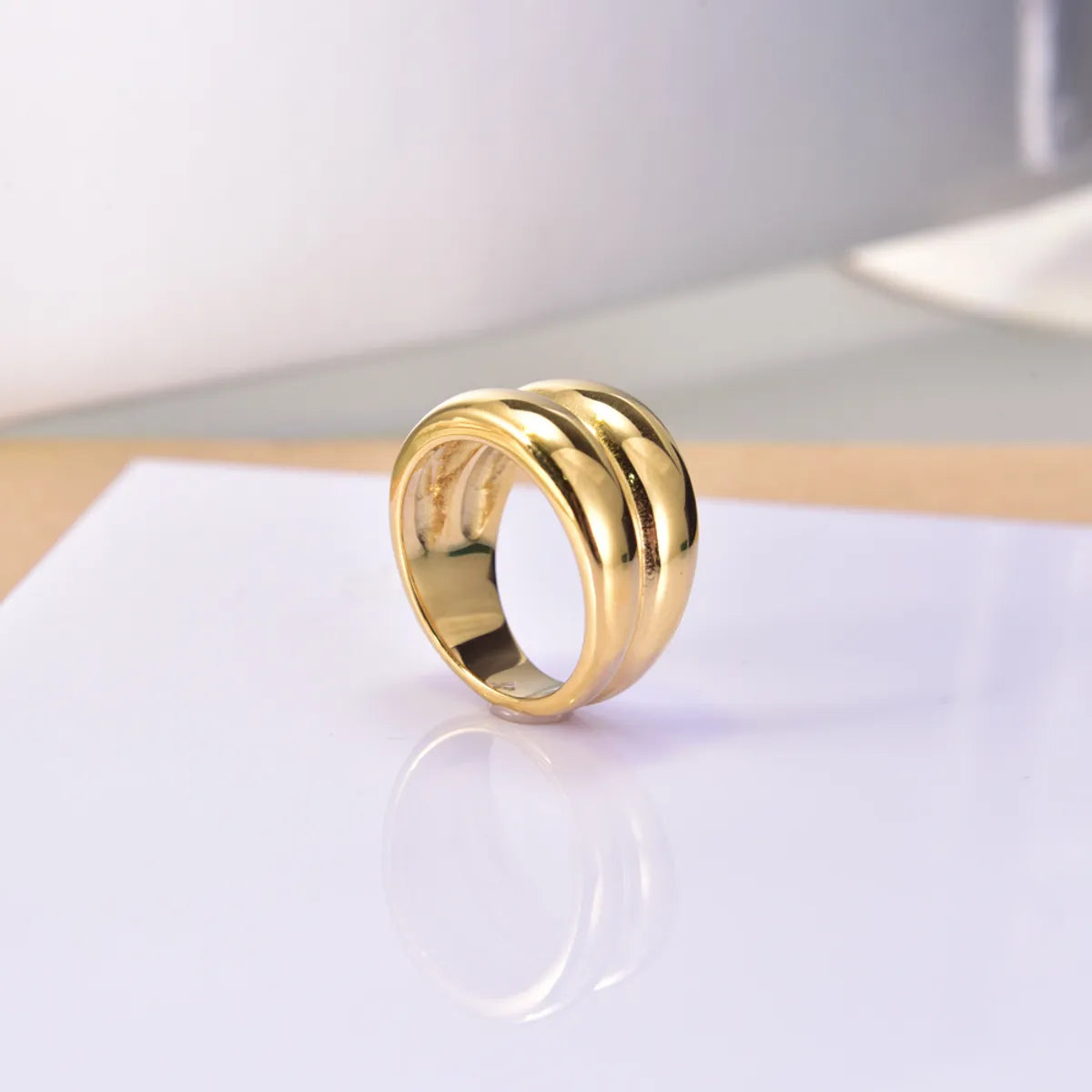 Simple Style Classic Style Geometric Titanium Steel Plating Gold Plated Rings