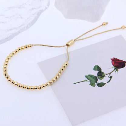 Simple Style Classic Style Heart Shape 18K Gold Plated Zircon Nylon Copper Wholesale Drawstring Bracelets