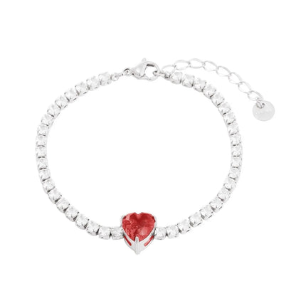 Simple Style Classic Style Heart Shape 304 Stainless Steel Rhinestones Bracelets In Bulk