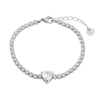 Simple Style Classic Style Heart Shape 304 Stainless Steel Rhinestones Bracelets In Bulk