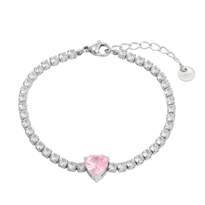 Simple Style Classic Style Heart Shape 304 Stainless Steel Rhinestones Bracelets In Bulk