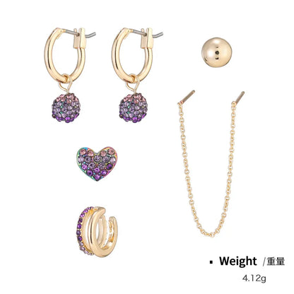 Simple Style Classic Style Heart Shape Alloy Inlay Rhinestones Women'S Earrings