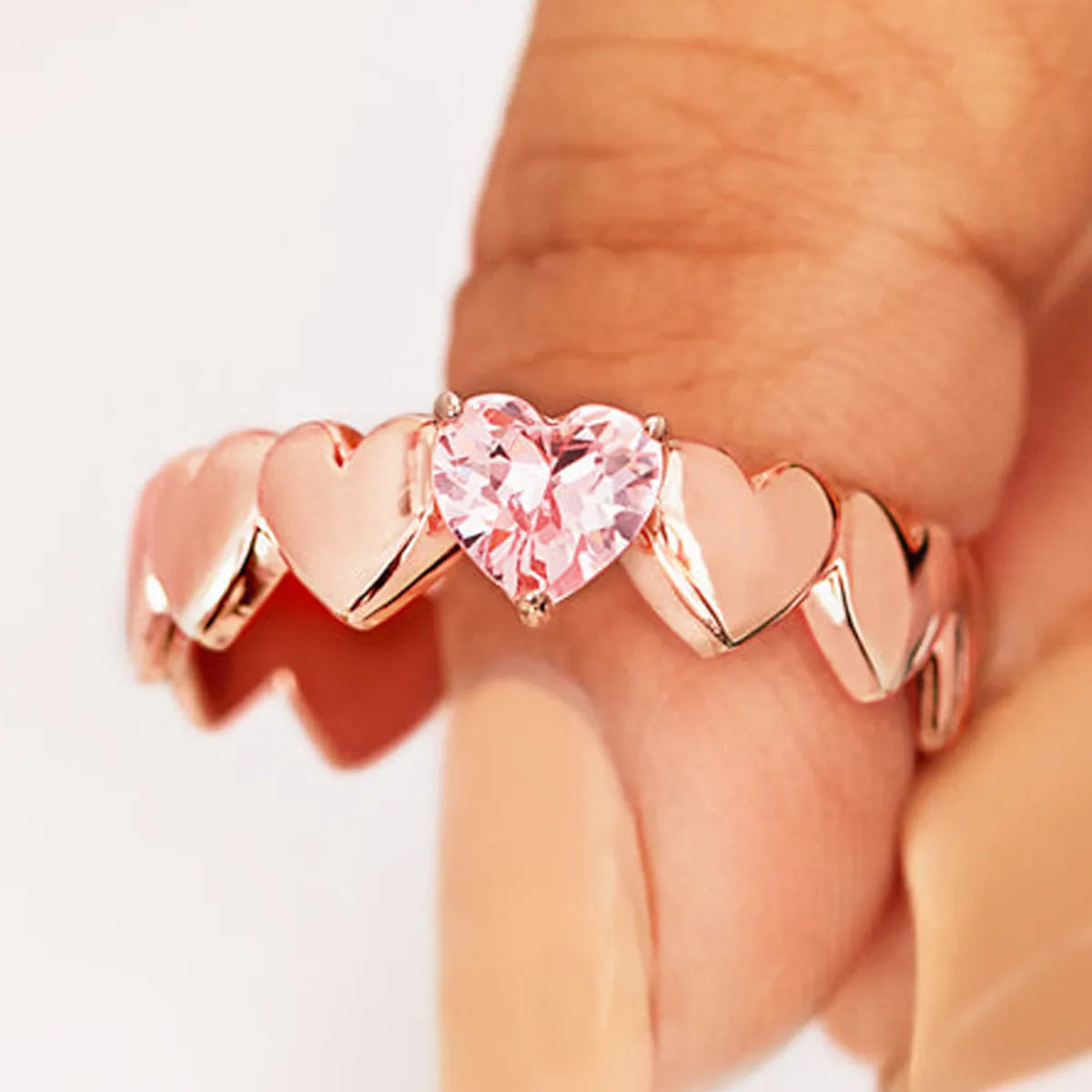 Simple Style Classic Style Heart Shape Alloy Inlay Zircon Women'S Rings