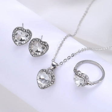 Simple Style Classic Style Heart Shape Alloy Plating Rhinestones Women'S Jewelry Set