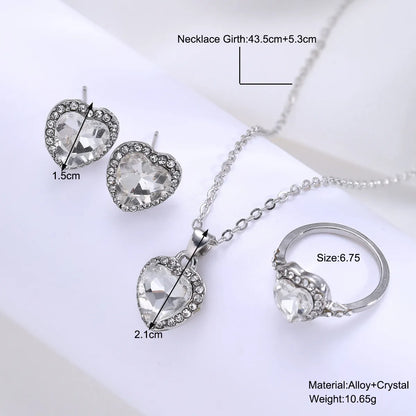 Simple Style Classic Style Heart Shape Alloy Plating Rhinestones Women'S Jewelry Set