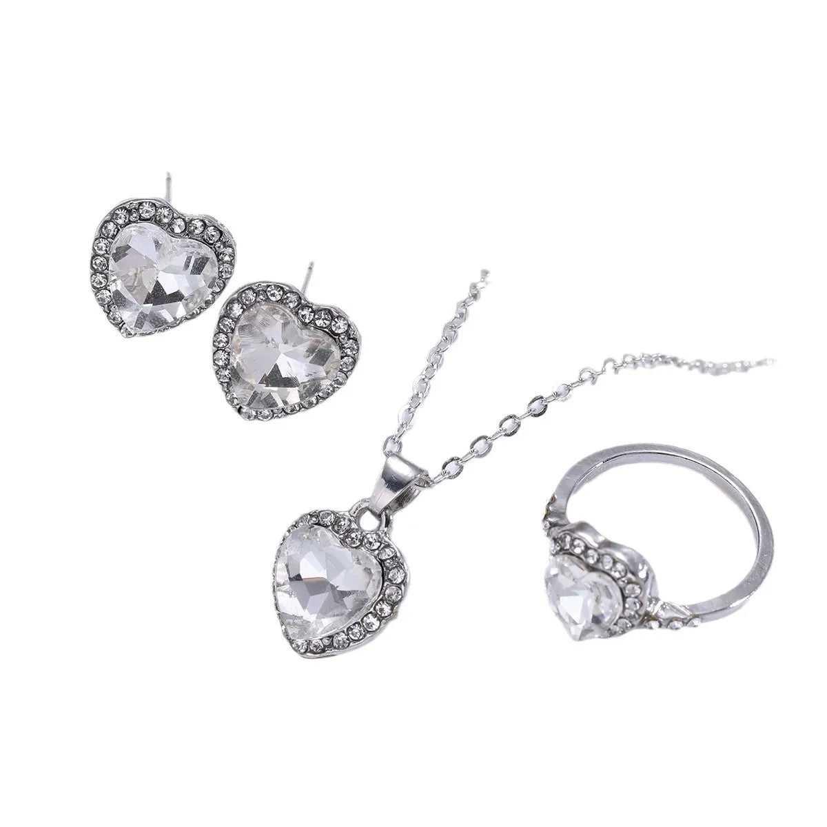 Simple Style Classic Style Heart Shape Alloy Plating Rhinestones Women'S Jewelry Set