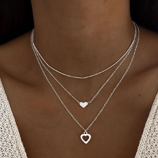 Simple Style Classic Style Heart Shape Alloy Wholesale Layered Necklaces