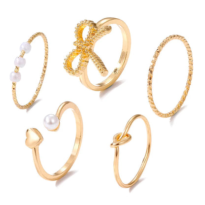 Simple Style Classic Style Heart Shape Bow Knot Alloy Plating Women'S Rings