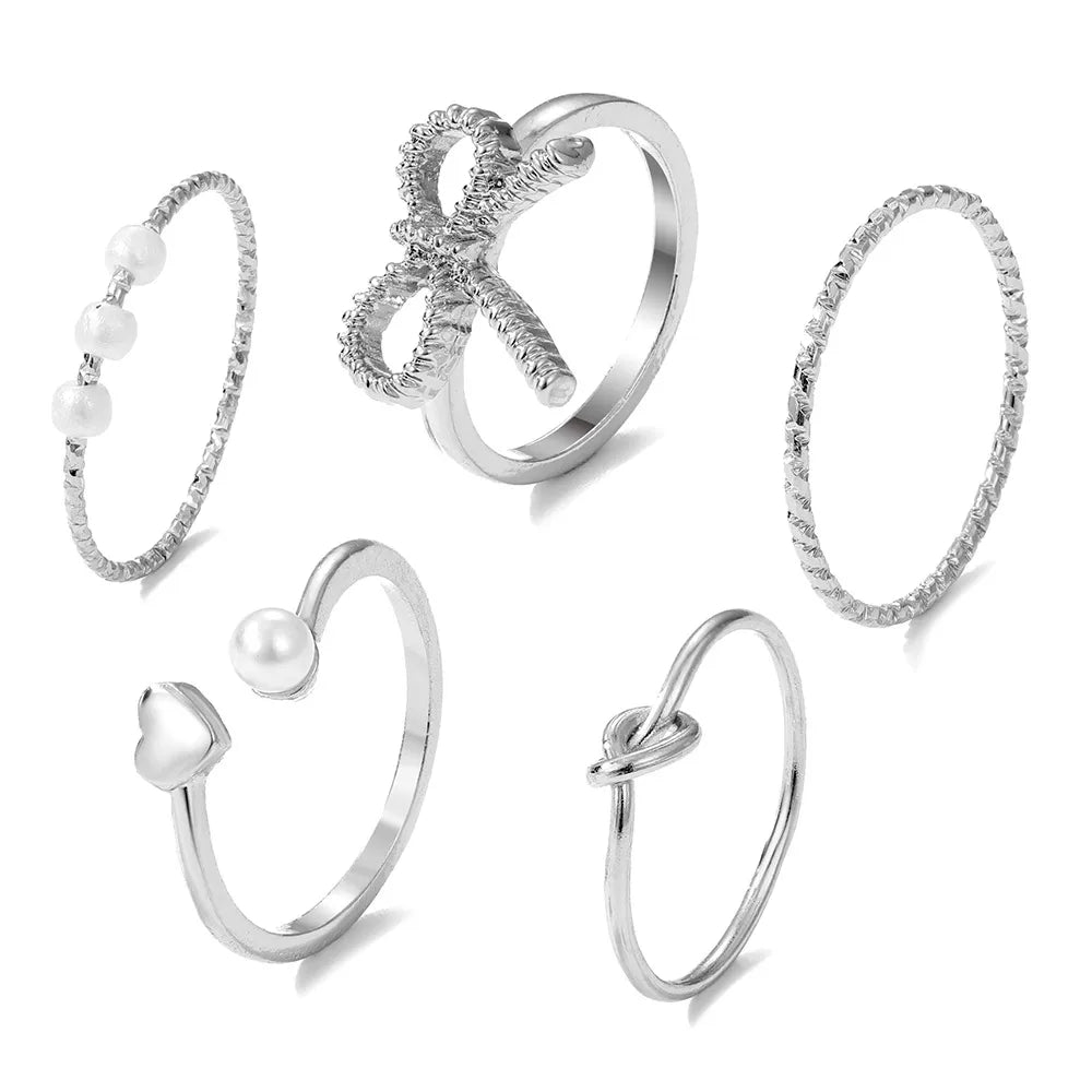 Simple Style Classic Style Heart Shape Bow Knot Alloy Plating Women'S Rings