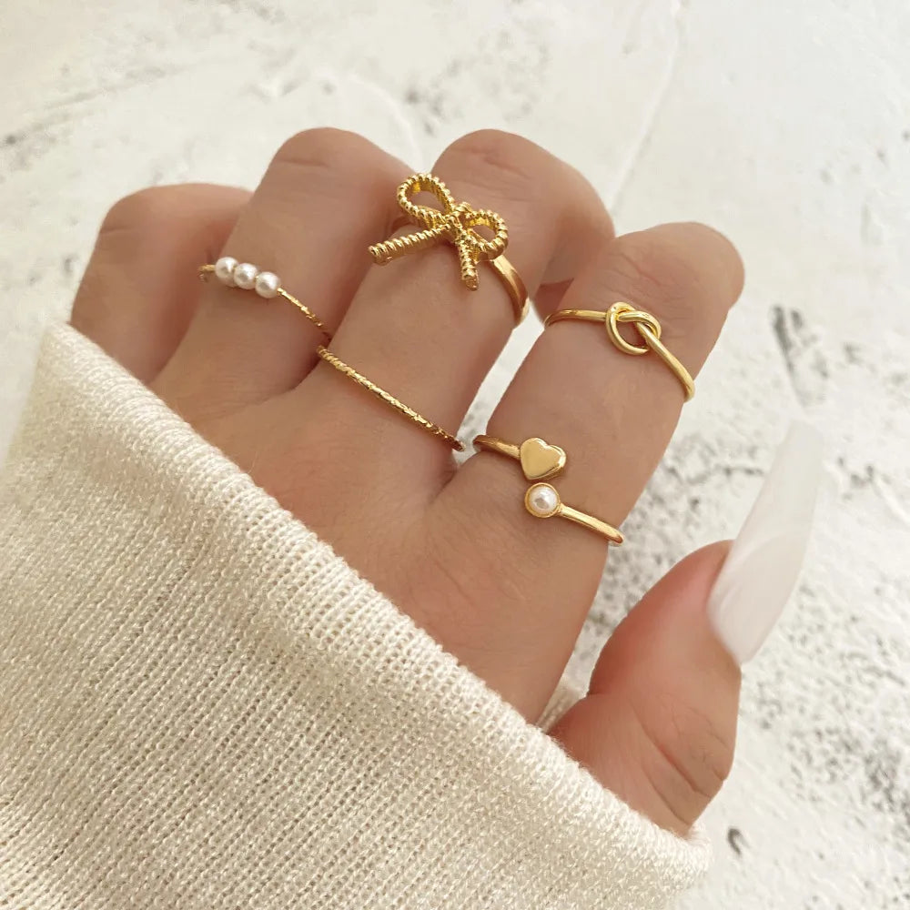 Simple Style Classic Style Heart Shape Bow Knot Alloy Plating Women'S Rings