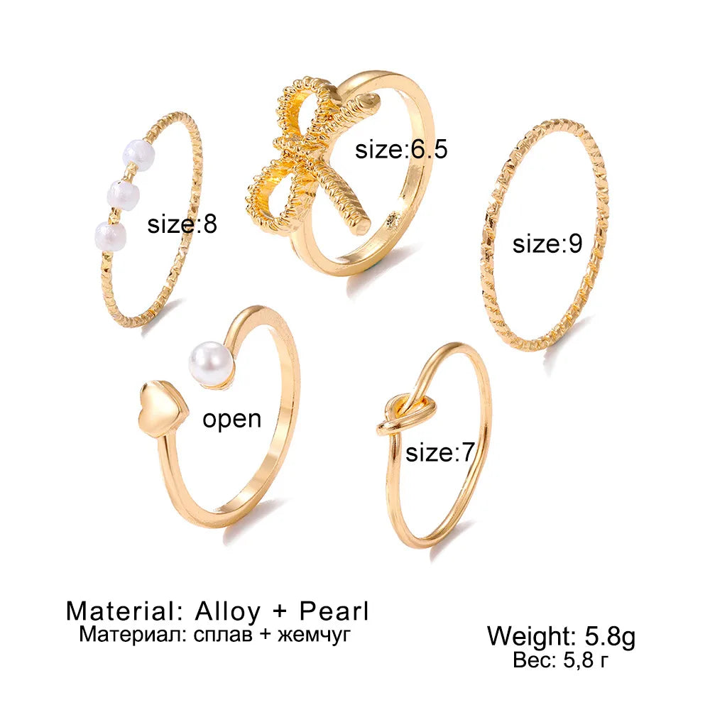 Simple Style Classic Style Heart Shape Bow Knot Alloy Plating Women'S Rings