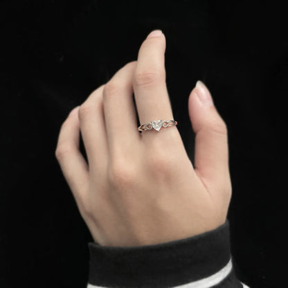 Simple Style Classic Style Heart Shape Copper Inlay Zircon Rings