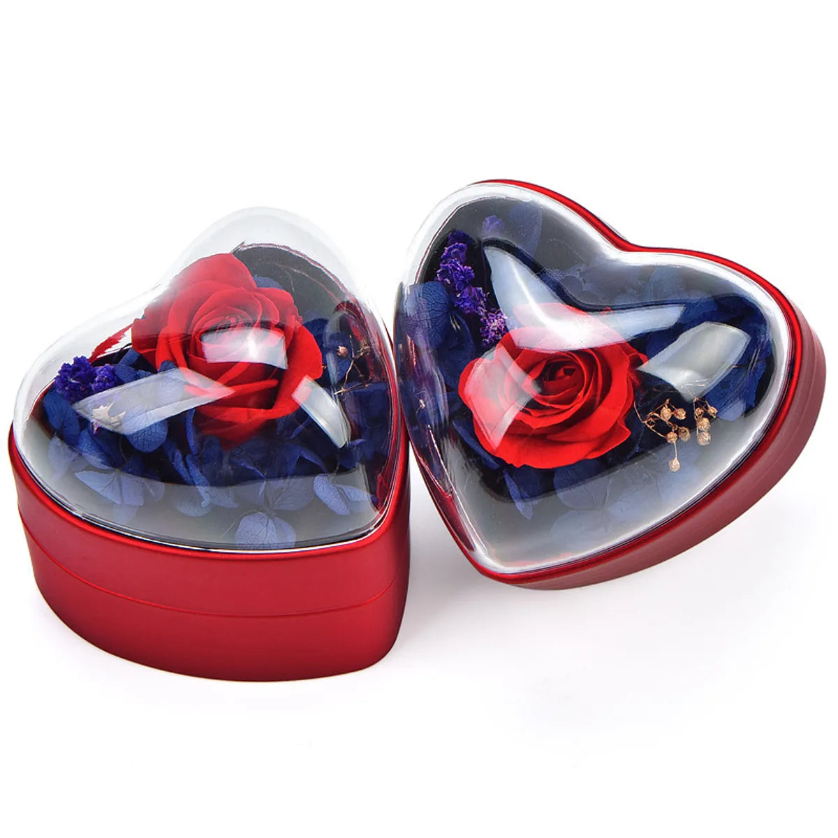 Romantic Heart Shape Flower Flannel Valentine'S Day Jewelry Boxes