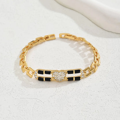 Simple Style Classic Style Heart Shape Iron Plating Inlay Zircon 18K Gold Plated Women'S Bracelets