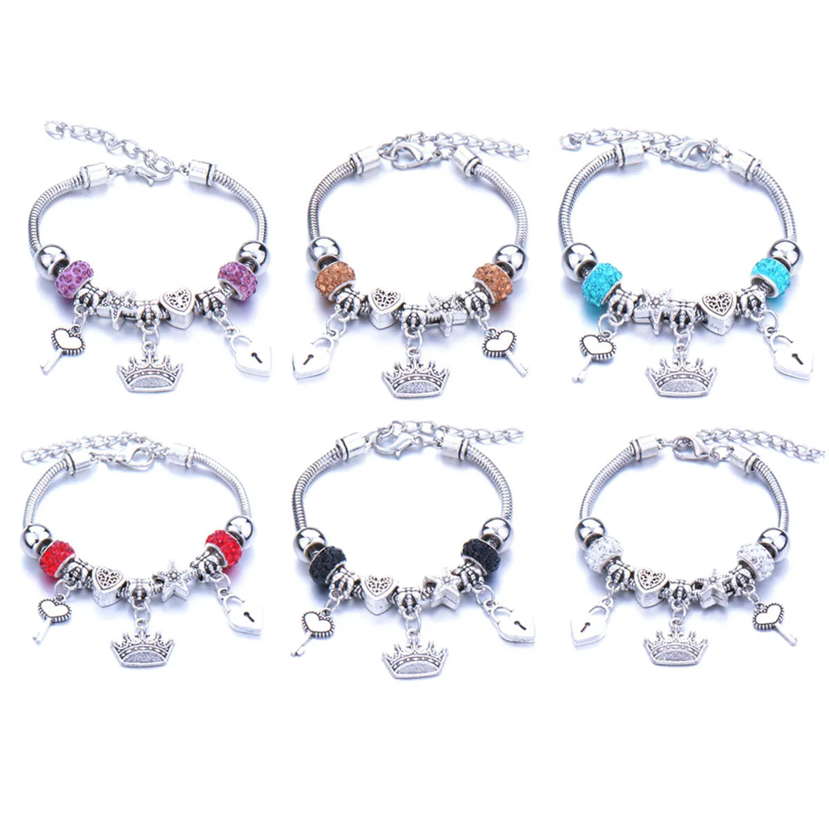 Simple Style Classic Style Heart Shape Rhinestones Zinc Alloy Wholesale Bracelets