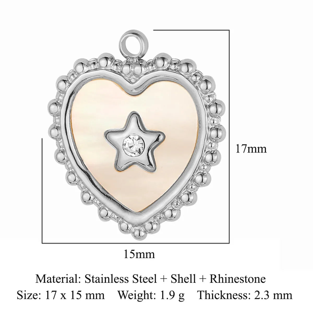 Simple Style Classic Style Heart Shape Shell Zircon Titanium Steel Wholesale Charms