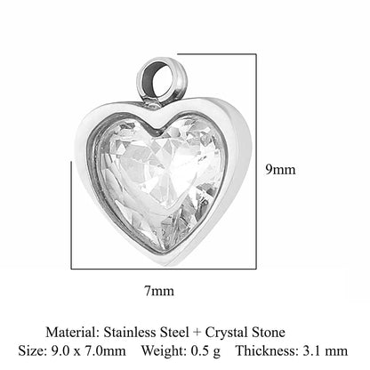 Simple Style Classic Style Heart Shape Shell Zircon Titanium Steel Wholesale Charms