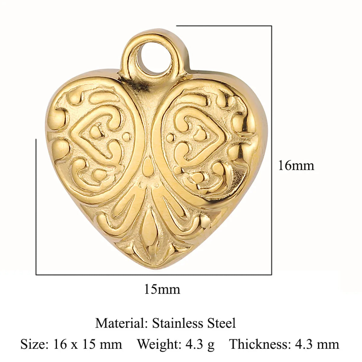 Simple Style Classic Style Heart Shape Shell Zircon Titanium Steel Wholesale Charms