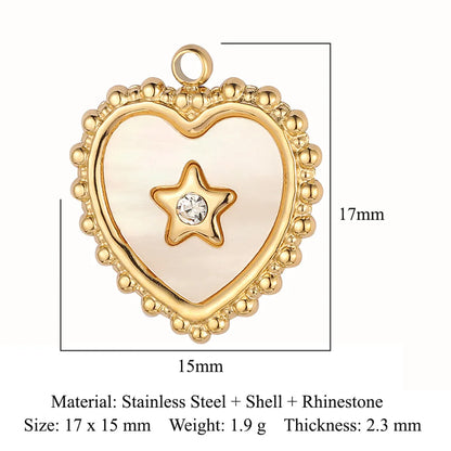 Simple Style Classic Style Heart Shape Shell Zircon Titanium Steel Wholesale Charms