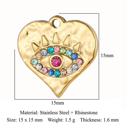 Simple Style Classic Style Heart Shape Shell Zircon Titanium Steel Wholesale Charms