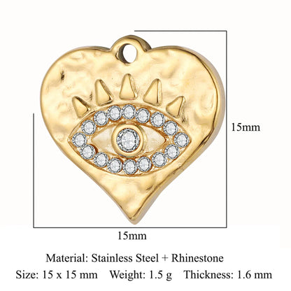 Simple Style Classic Style Heart Shape Shell Zircon Titanium Steel Wholesale Charms