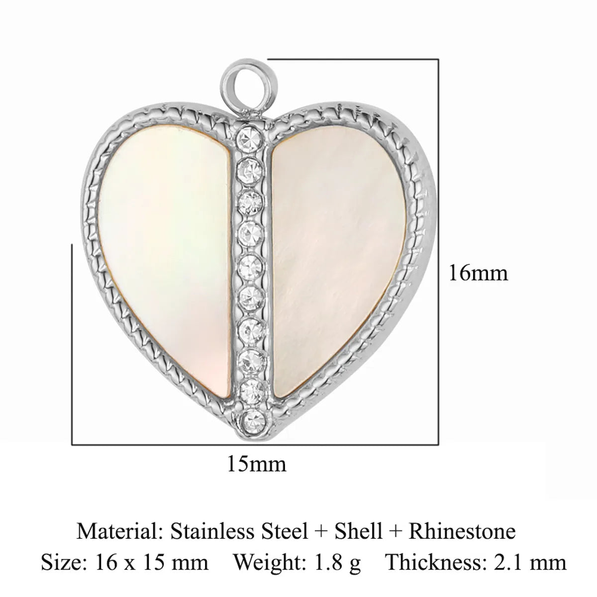 Simple Style Classic Style Heart Shape Shell Zircon Titanium Steel Wholesale Charms