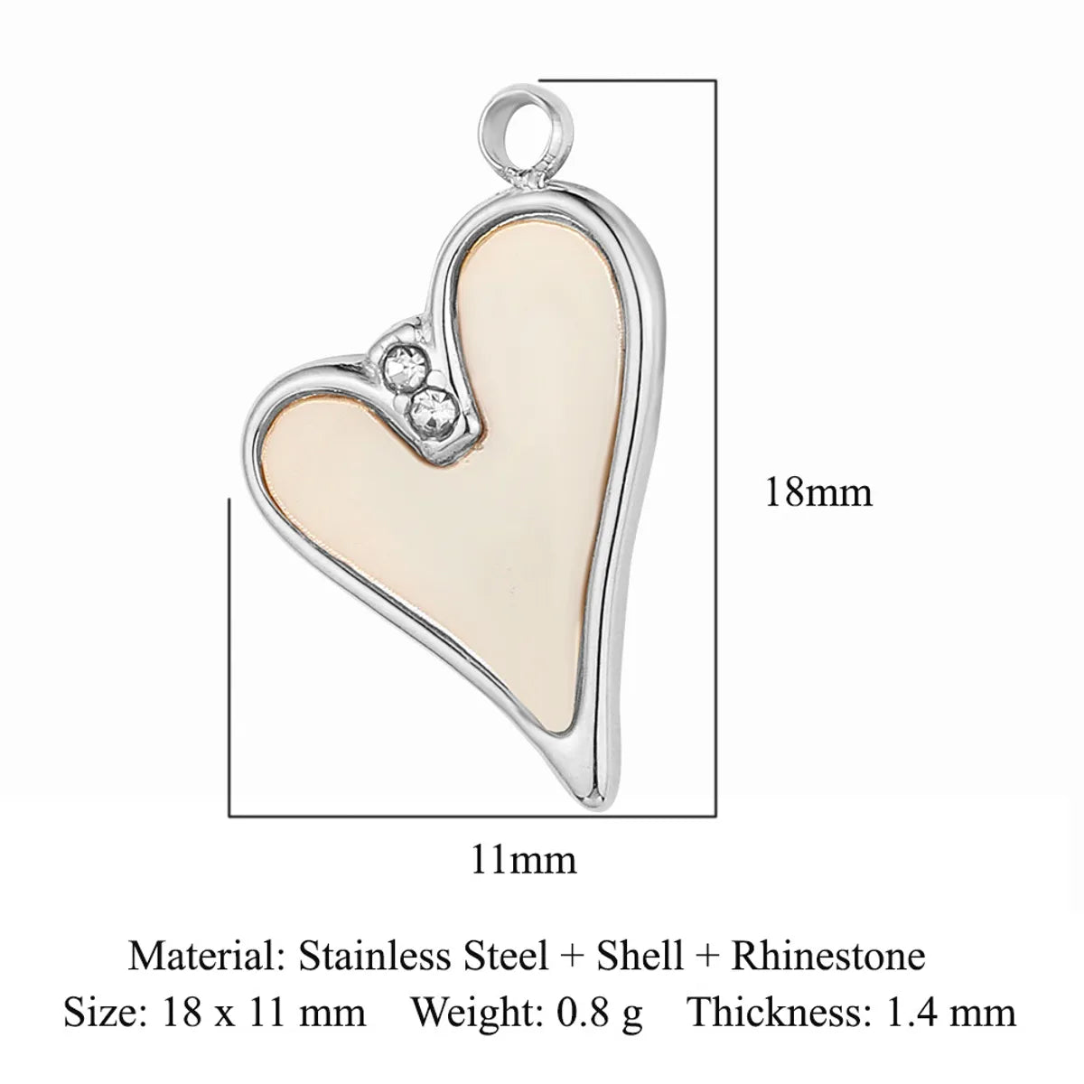 Simple Style Classic Style Heart Shape Shell Zircon Titanium Steel Wholesale Charms