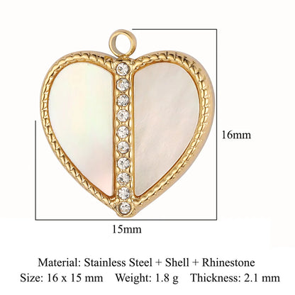 Simple Style Classic Style Heart Shape Shell Zircon Titanium Steel Wholesale Charms