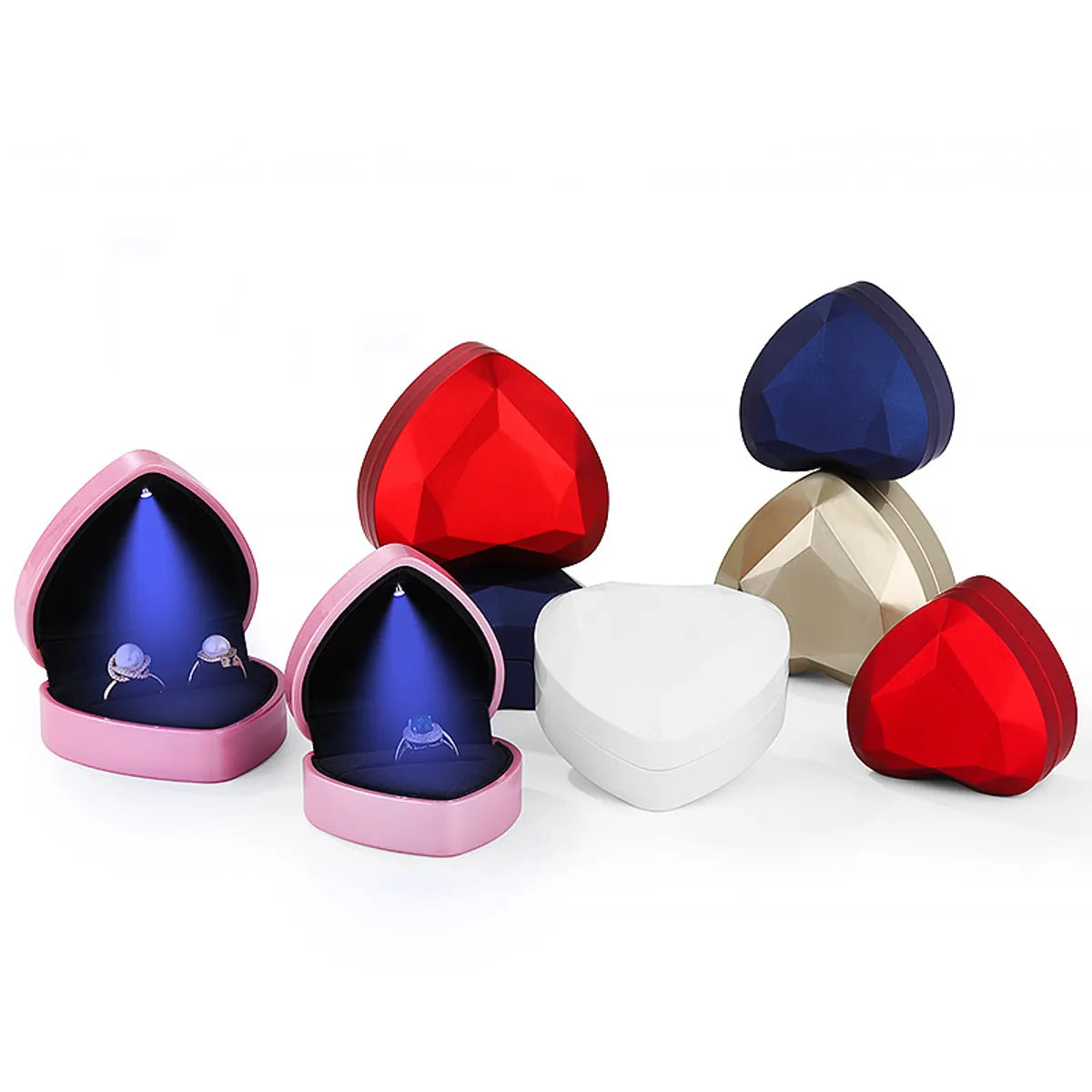 Simple Style Classic Style Heart Shape Solid Color Plastic Jewelry Boxes