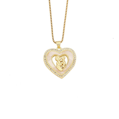 304 Stainless Steel Copper 18K Gold Plated Simple Style Classic Style Plating Heart Shape Zircon Pendant Necklace