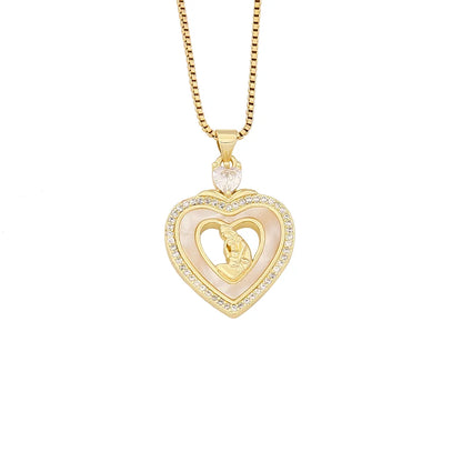 304 Stainless Steel Copper 18K Gold Plated Simple Style Classic Style Plating Heart Shape Zircon Pendant Necklace