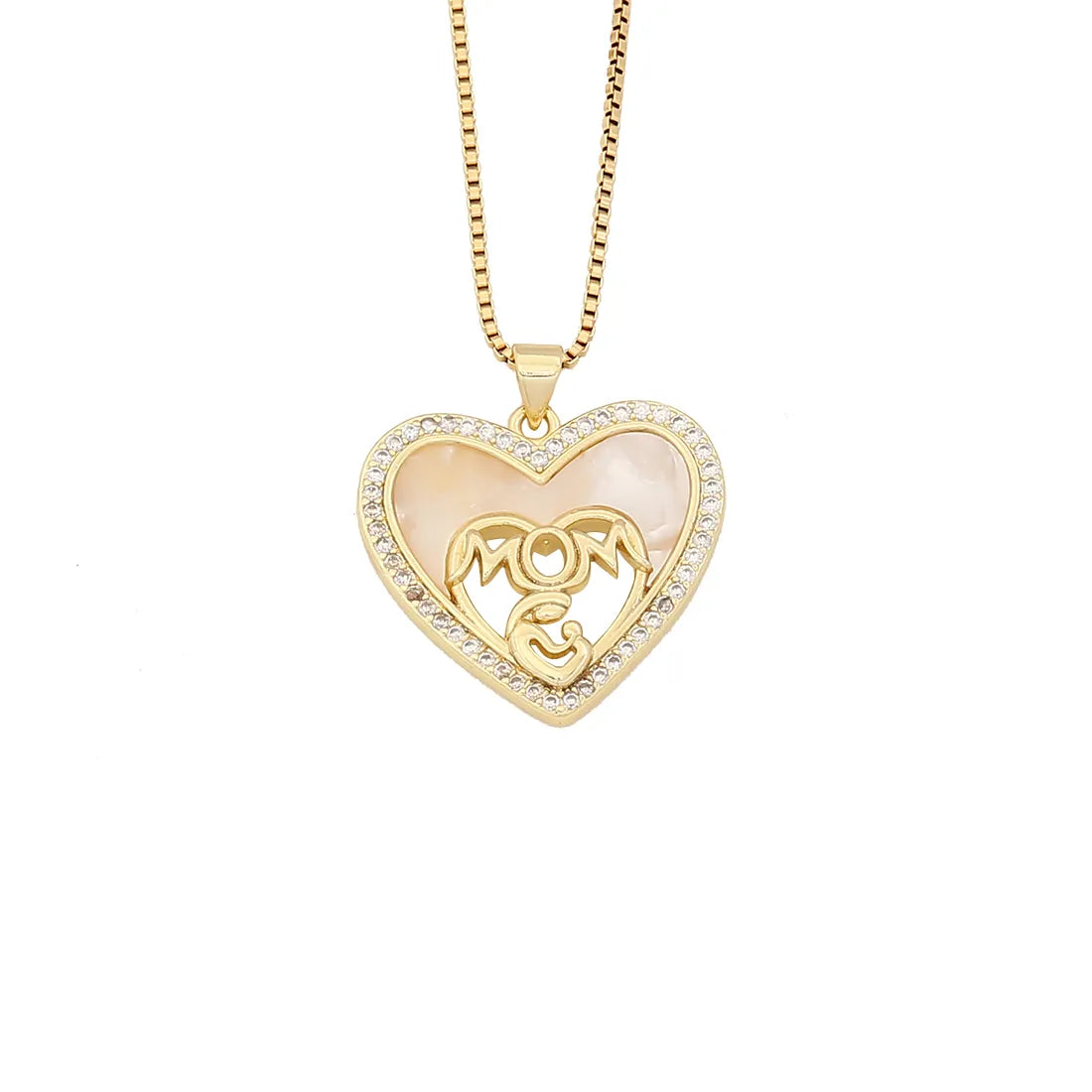 304 Stainless Steel Copper 18K Gold Plated Simple Style Classic Style Plating Heart Shape Zircon Pendant Necklace