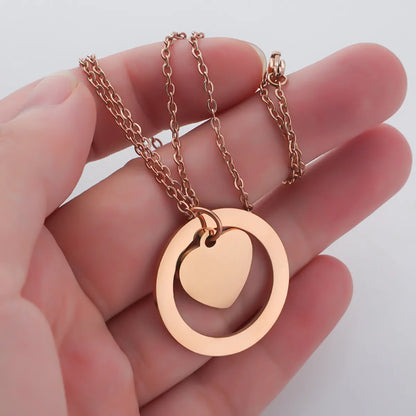 Simple Style Classic Style Heart Shape Stainless Steel Gold Plated Silver Plated Pendant Necklace In Bulk