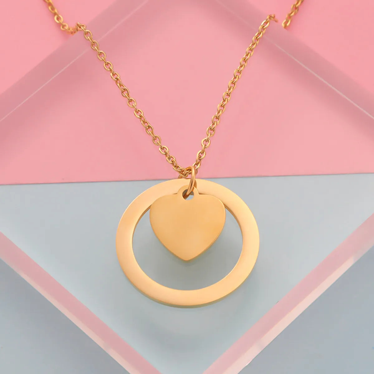 Simple Style Classic Style Heart Shape Stainless Steel Gold Plated Silver Plated Pendant Necklace In Bulk