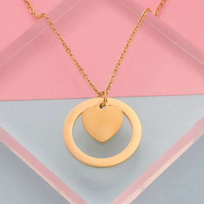 Simple Style Classic Style Heart Shape Stainless Steel Gold Plated Silver Plated Pendant Necklace In Bulk