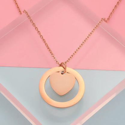 Simple Style Classic Style Heart Shape Stainless Steel Gold Plated Silver Plated Pendant Necklace In Bulk