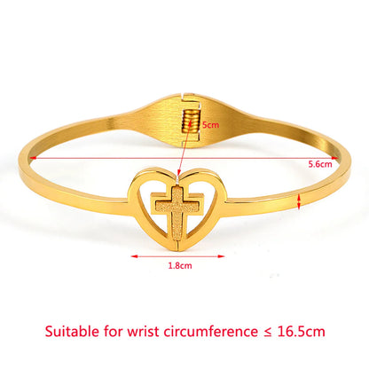 Simple Style Classic Style Heart Shape Stainless Steel Plating Gold Plated Bangle