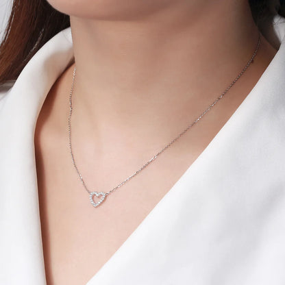 Simple Style Classic Style Heart Shape Sterling Silver 14k Gold Plated Rose Gold Plated White Gold Plated Zircon Pendant Necklace In Bulk