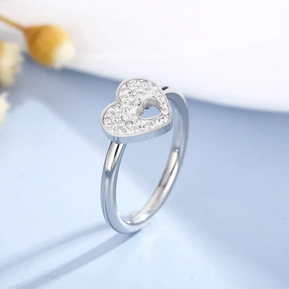 Wholesale Jewelry Simple Style Classic Style Heart Shape 304 Stainless Steel Rhinestones Inlay Rings