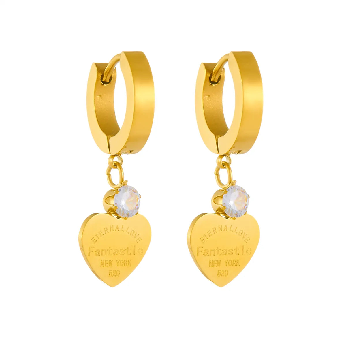 Simple Style Classic Style Heart Shape Titanium Steel Plating 18k Gold Plated Jewelry Set