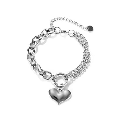 Simple Style Classic Style Heart Shape 304 Stainless Steel 18K Gold Plated Bracelets In Bulk