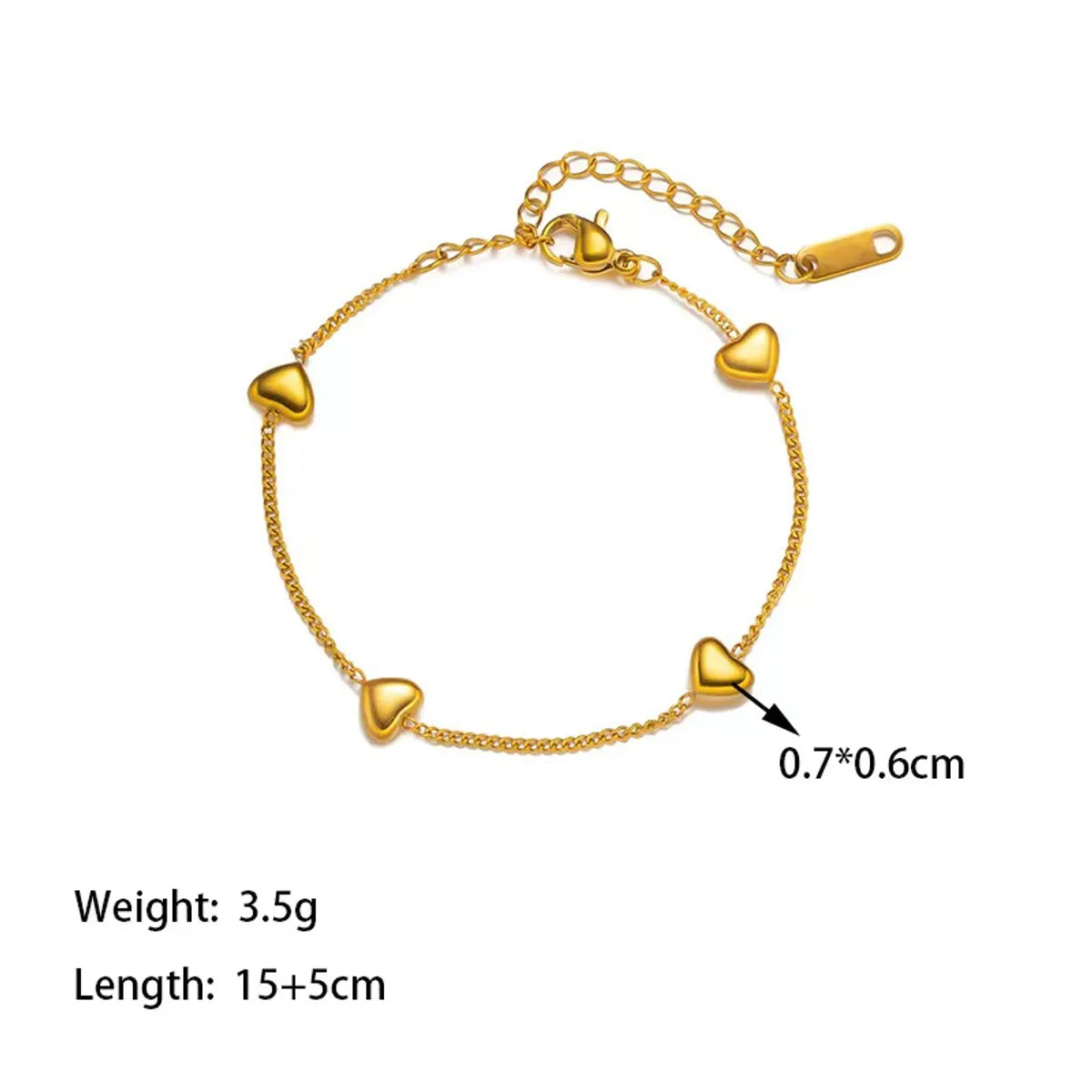 Simple Style Classic Style Heart Shape Titanium Steel Polishing Plating 18k Gold Plated Bracelets Necklace